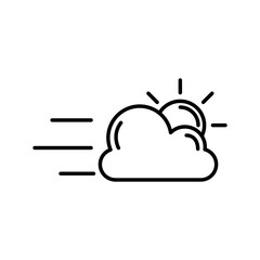 cloud with sun and wind weather line style icon