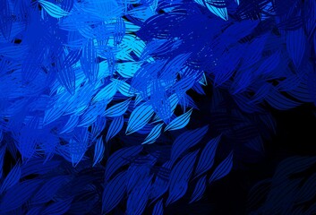 Dark BLUE vector natural pattern with leaves.