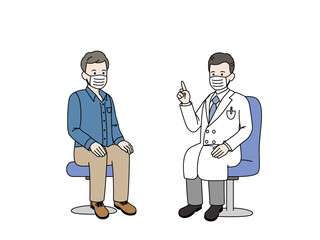 内科　整形外科　男性　説明する医師　マスク