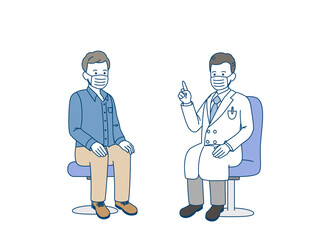 Obraz premium 内科 整形外科 男性 説明する医師 マスク