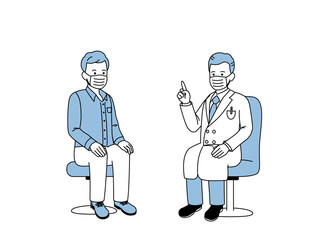 内科　整形外科　男性　説明する医師　マスク