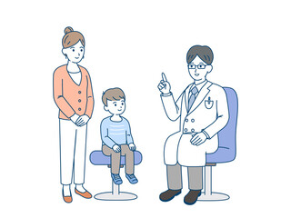 小児科　親子　説明する医師