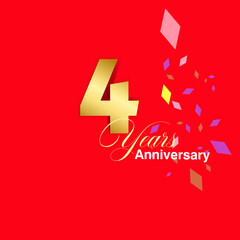 4 Year Anniversary celebration Vector Template Design Illustration
