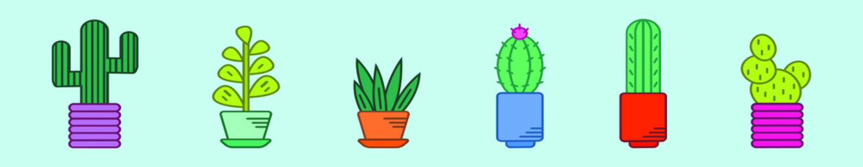 set of planter cartoon icon design template with various models. vector illustration isolated on blue background