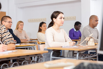 University students in advanced training courses in the auditorium