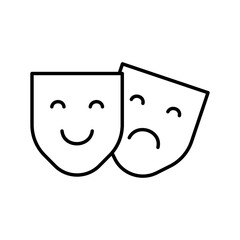 happy and sad masks line style icon