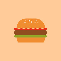 isolated hamburger, burger flat design illustration vector