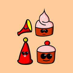 illustration of cute food character for emoticon design