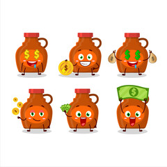 Maple syrup cartoon character with cute emoticon bring money