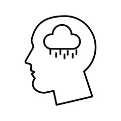 profile with cloud rainy psychologist line style icon