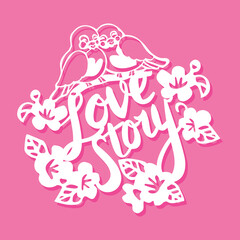 Birds Love Story Flowers Paper Cut