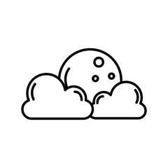 clouds with moon weather line style icon