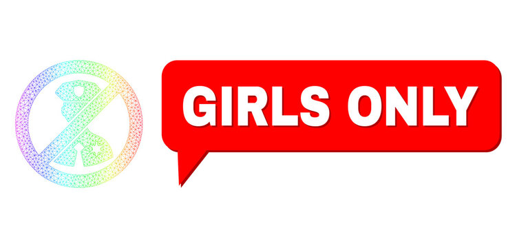 Girls Only and no police officer vector. Rainbow colored network no police officer, and conversation Girls Only cloud frame. Chat colored Girls Only cloud has shadow.