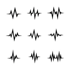 Collection of heart beat wave. Cardiogram in form of line.