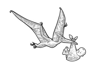 pterodactyl carries newborn baby sketch raster © Oleksandr Pokusai