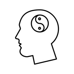 profile with yin yang psychologist line style icon