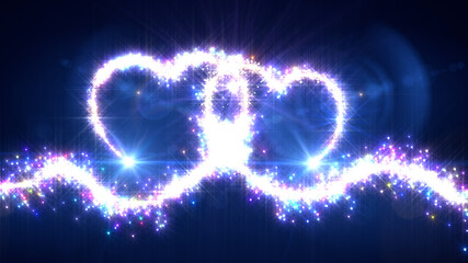 Sparkling Glitter Heart Particles 3D illustration