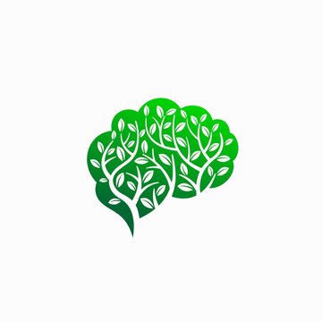 green tree logo with brain concept