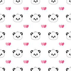 Seamless pattern with cute cartoon panda. Vector illustration. © YULIYA