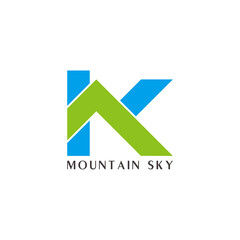 abstract letter ak green mountain sky symbol logo vector