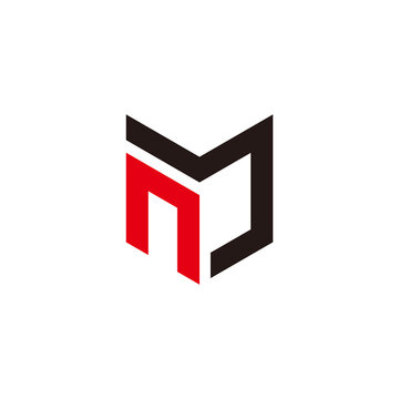 letter nm simple abstract simple flat geometric logo vector