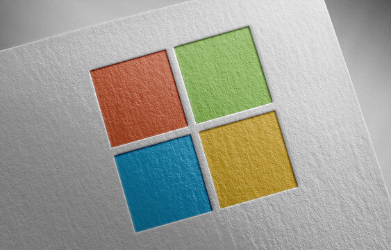 Microsoft windows logo icon on paper texture illustration