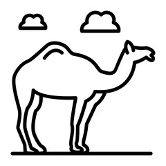 Camel with Clouds in desert Concept Vector Icon Design, Arab culture and traditions Symbol on white background, Islamic and Muslim practices Sign,
