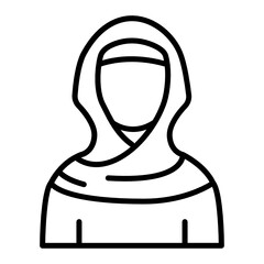 Arabic Women Wearing Hijab Concept, Lady head dress scarf Vector Icon Design, Arab culture and traditions Symbol on white background, Islamic and Muslim practices Sign,