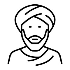 Arabic Beard Man Concept Vector Icon Design, Arab culture and traditions Symbol on white background, Islamic and Muslim practices Sign,