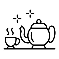 Arabic coffee Concept, Hot Drink Vector Icon Design, Arab culture and traditions Symbol on white background, Islamic and Muslim practices Sign,