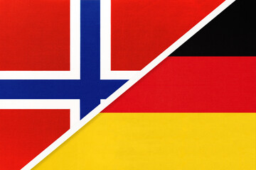 Norway and Germany, symbol of national flags from textile.