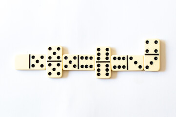 Top view of a white domino board 