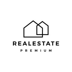 real estate house mortgage outline logo vector icon illustration