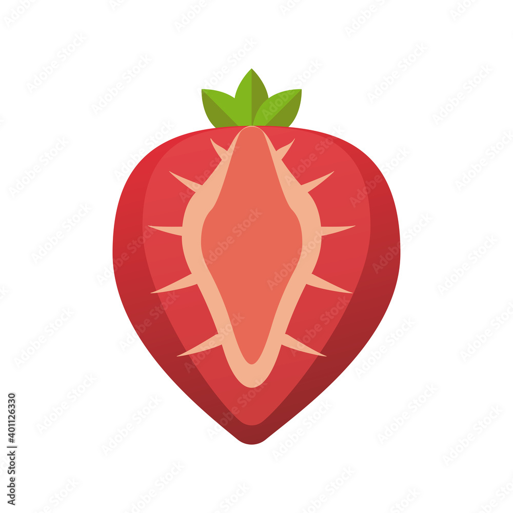 Sticker strawberry fresh delicious half fruit isolated style icon