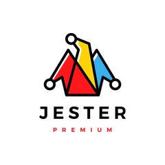 jester hat logo vector icon illustration - obrazy, fototapety, plakaty