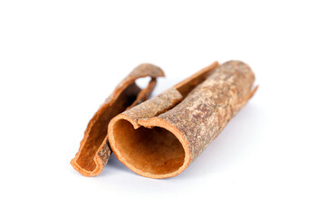 Cinnamon on white background