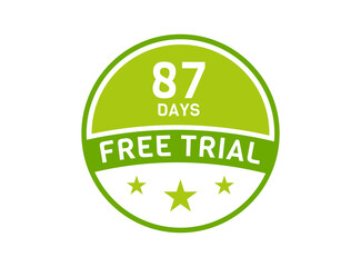 87 days free trial. 87 day Free trial badges