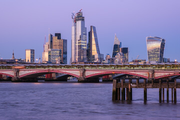 London city centre during sunset