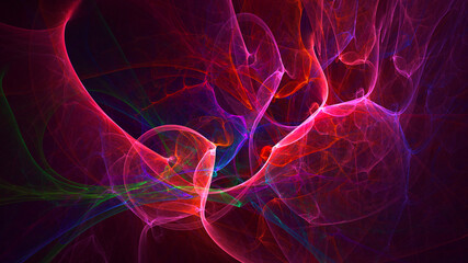 3D rendering abstract multicolor fractal light background