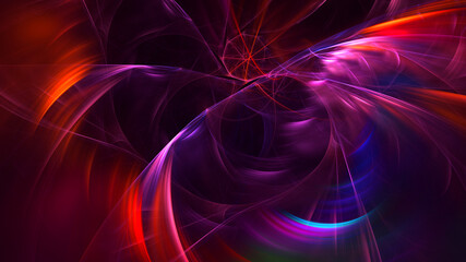 3D rendering abstract multicolor fractal light background