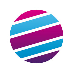 sphere with stripes purple and blue company logo colorful design icon
