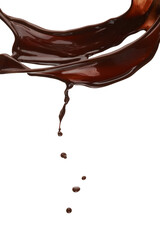 Splash of hot chocolate on white background