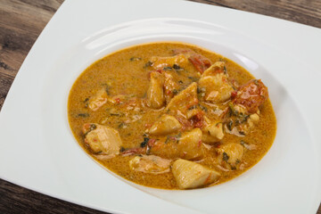 Traditional thai curry chicken soup