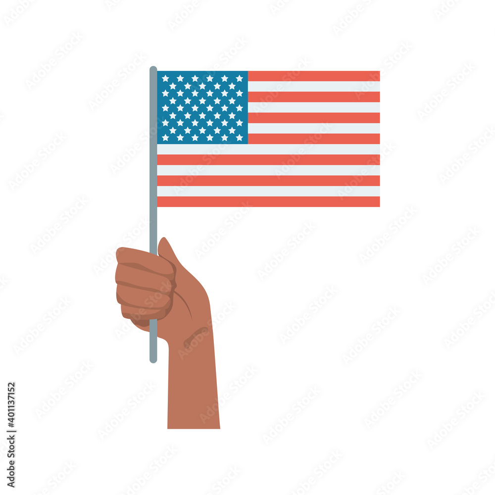 Poster hand with united states of america flag