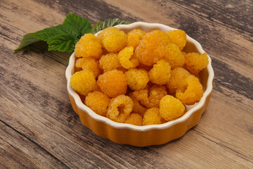 Sweet ripe tasty yellow raspberry