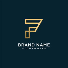 Golden letter logo for company or person with initial F, creative, editable, Premium Vector part 5
