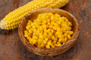 Young corn seeds in the bowl