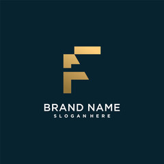 Golden letter logo for company or person with initial F, creative, editable, Premium Vector part 6