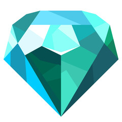 Fototapeta premium Blue precious sapphire isolated on a white background. Shining blue jewel, colorful gemstone. Vector cartoon icon