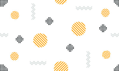 Vector geometric seamless pattern. Abstract yellow and black dots pattern with lines diagonally on white background. Vector illustration.
